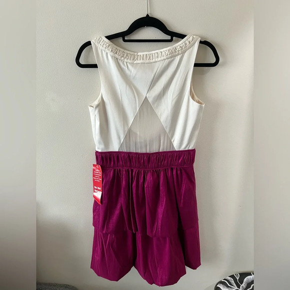 Max and Cleo Jessica Cocktail Dress NWT size 8 Cranberry Pink & Cream Satin - Picture 5 of 11